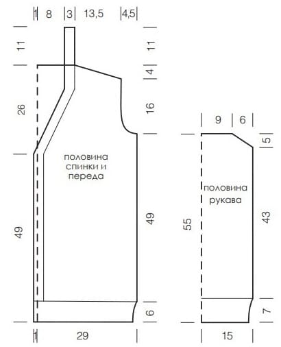 Выкройка кардигана с листьями в красном цвете