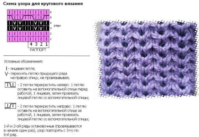 Схема для сиреневых ленивых рукавиц